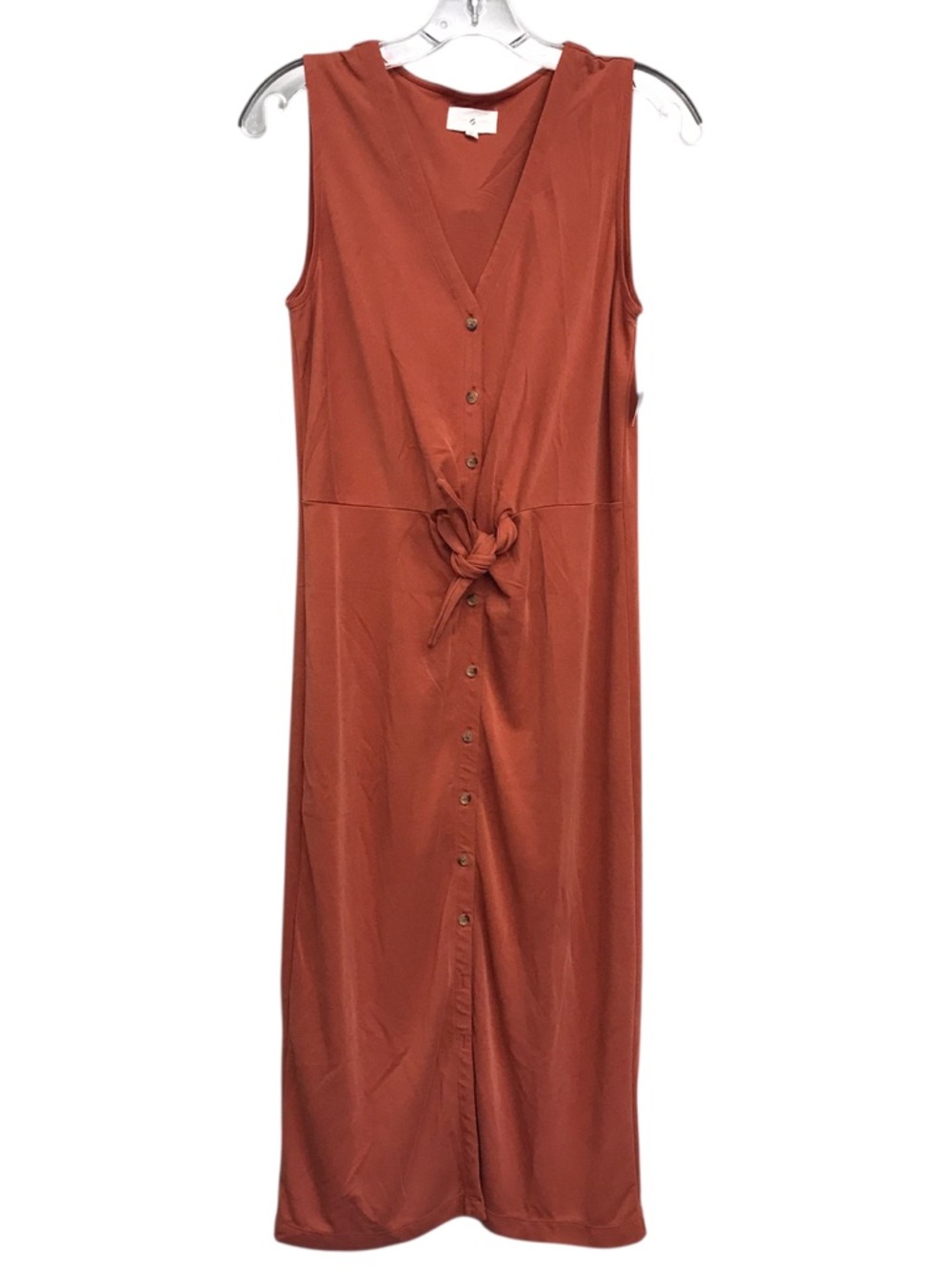 Lou & Grey terracotta clay tie waist button down maxi dress size Small
